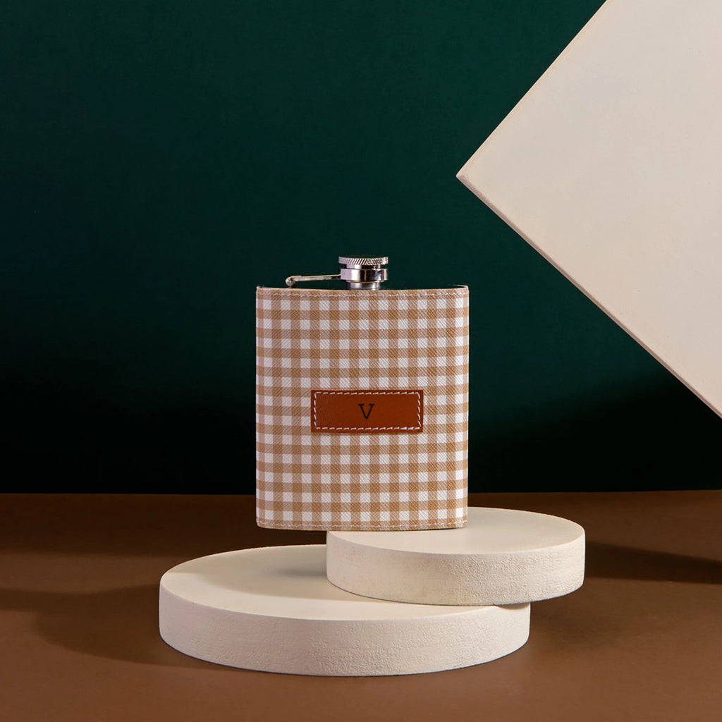 Pattern Of Joy Brown Hip Flask