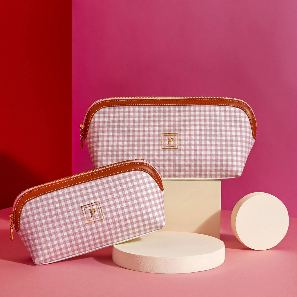 Pattern Of Joy Pink Wide Base Makeup Pouch – Set of 2
